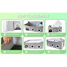 Cat Houses For Indoor Cats-Large Collapsible Large Cat Bed With Fluff Ball And 2 Caves,Cat Hideout With Canopy,Semi-Enclosed Cat Bed Cat House Covered Cat Bed For Multi Small Pet Large Kitty