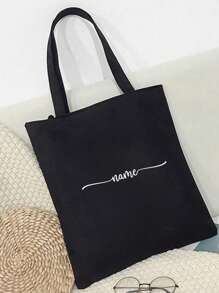 Customized Foldable Canvas Bags With Satin Ribbon Text, Shoulder Bags, Student Handbags, Casual Canvas Bags, Large Capacity Shoulder Bags, Fashionable And Versatile Canvas Bags That Can Be Used As New Year's, Christmas, New Year's And Other Holiday Gifts For Storing Various Items Bags Ladies - Multicolor - View 3