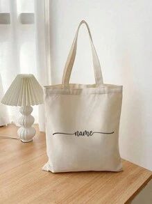 Customized Foldable Canvas Bags With Satin Ribbon Text, Shoulder Bags, Student Handbags, Casual Canvas Bags, Large Capacity Shoulder Bags, Fashionable And Versatile Canvas Bags That Can Be Used As New Year's, Christmas, New Year's And Other Holiday Gifts For Storing Various Items Bags Ladies - Multicolor - View 4