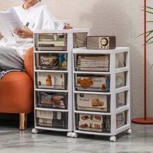 Large Plastic 3/4/5 Drawer Tower Cabinet Home Organization Closet Storage Container Makeup Case Removeable Wheels Bedroom - White - View 5