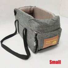 便携式猫狗汽车安全座椅床 - 中央旅行床，适合吉娃娃等小型宠物 | 安全、可折叠的宠物汽车配件，带储物袋 - 彩色 - 查看 9