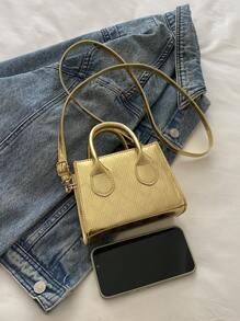 Túi xách mini sơn mài họa tiết hình thoi dành cho nữ năm 2024, Túi đeo vai/đeo chéo đơn giản cá nhân hóa - Vàng - Xem 6