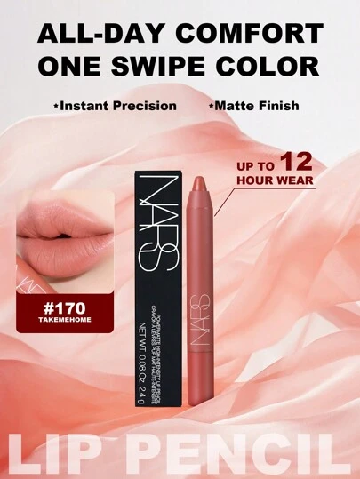  Nars Powermatte 高强度唇线笔唇线笔 #170 Take Me Home（棕褐色玫瑰色）颜色 2.4g/0.08 盎司 - | 大胆、哑光唇线笔，色素丰富、浓郁 | 持久配方，可保持长达 12 小时 | 顺滑、滑动涂抹，打造精准唇形 | 完美打造轮廓分明、饱满的双唇 | 棕褐色玫瑰色，打造自然、微妙的妆容 | 非常适合唇线笔或全唇彩 | 防脱色和防水，让您一整天都充满自信