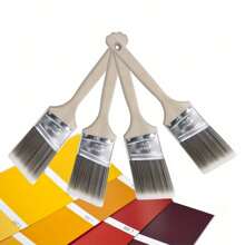 4 件套木柄斜角油漆刷套件，软毛水性涂料，清洁刷，适用于墙壁和家具的家居装饰绘画工具 - 灰色 - 查看 2