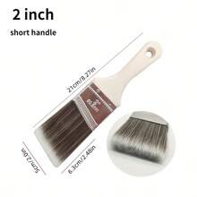 4 件套木柄斜角油漆刷套件，软毛水性涂料，清洁刷，适用于墙壁和家具的家居装饰绘画工具 - 灰色 - 查看 6