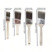 4 件套木柄斜角油漆刷套件，软毛水性涂料，清洁刷，适用于墙壁和家具的家居装饰绘画工具 - 灰色 - 查看 3