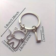 1pc 26 English Letters Metal Cartoon Cat Keychain, Creative Letter Keyring Accessory, Gift For Bag, Car, Couple, Unisex Car Accessories Bag Charm Backpack For School