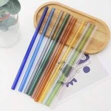 Jokipvy 2/4/8 قطعة مجموعة قشات زجاجية قابلة لإعادة الاستخدام مع فرشاة تنظيف، مناسبة لشرب العصير، الشاي الفقاعي، مثالية للحفلات والأعراس والبارات والشواطئ والأدوات المطبخية ولوازم الحفلات ولوازم المدرسة