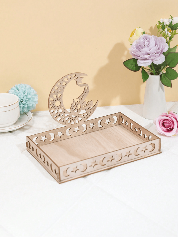 1 Pc Wooden Moon & Star Shaped Candy/Snack Tray, Creative Tabletop Decor Gift