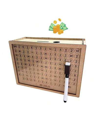 Cofre Método Japonês em MDF – Desafio 10 Mil/5 Mil/1 Mil – Poupe Dinheiro
