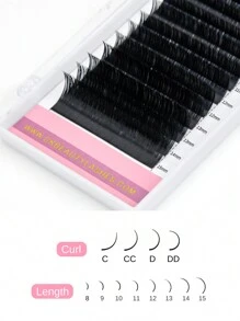 ARTSTAR Row12 Curvature C Lông mi giả màu đen 0,07 mm Mascara hàng dày Lông mi mềm Lông mi ghép Lông mi nhỏ mềm mại Chiều dài 8-20 mm Ngày Giáng sinh - C - Xem 7