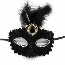 1 mặt nạ ren dự tiệc, mặt nạ hóa trang, mặt nạ cá nhân hóa cho sự kiện đám cưới, đồ trang trí sân khấu, mặt nạ ren nửa mặt gợi cảm cho phụ nữ, kèm lông vũ nhân tạo (Kiểu dáng/màu sắc mặt nạ ngẫu nhiên, keo dán tự làm, có thể có một số vết nhỏ, in offset) - Nhiều màu - Xem 11