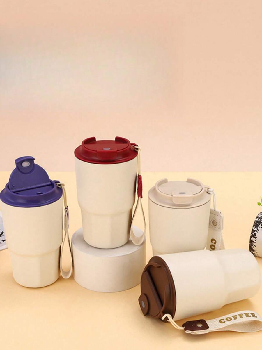 Stainless Steel Insulated Coffee Mug With Carrying Strap, Portable And Fashionable - Multicolor (6-packs) - View 1
