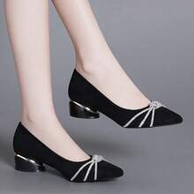 女士高跟鞋，蓝色、黑色、杏色、卡其色、银色，粗跟，新款时尚闪光亮片女士鞋