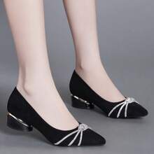 女士高跟鞋，蓝色、黑色、杏色、卡其色、银色，粗跟，新款时尚闪光亮片女士鞋