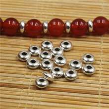 100pcs 5mm Antique Silver Retro Alloy Glossy Flat Bead Buddha Beads Plain Light Spacer Loose Beads DIY Necklace Bracelet Jewelry Making Necklace Pendant Accessories