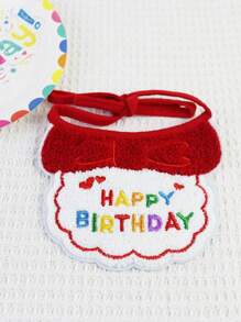 1pc Pet Birthday Set - 1pc Pet Hat And 1pc Slogan Embroidered Pet Bib, Suitable For Cat & Dog Birthday Party