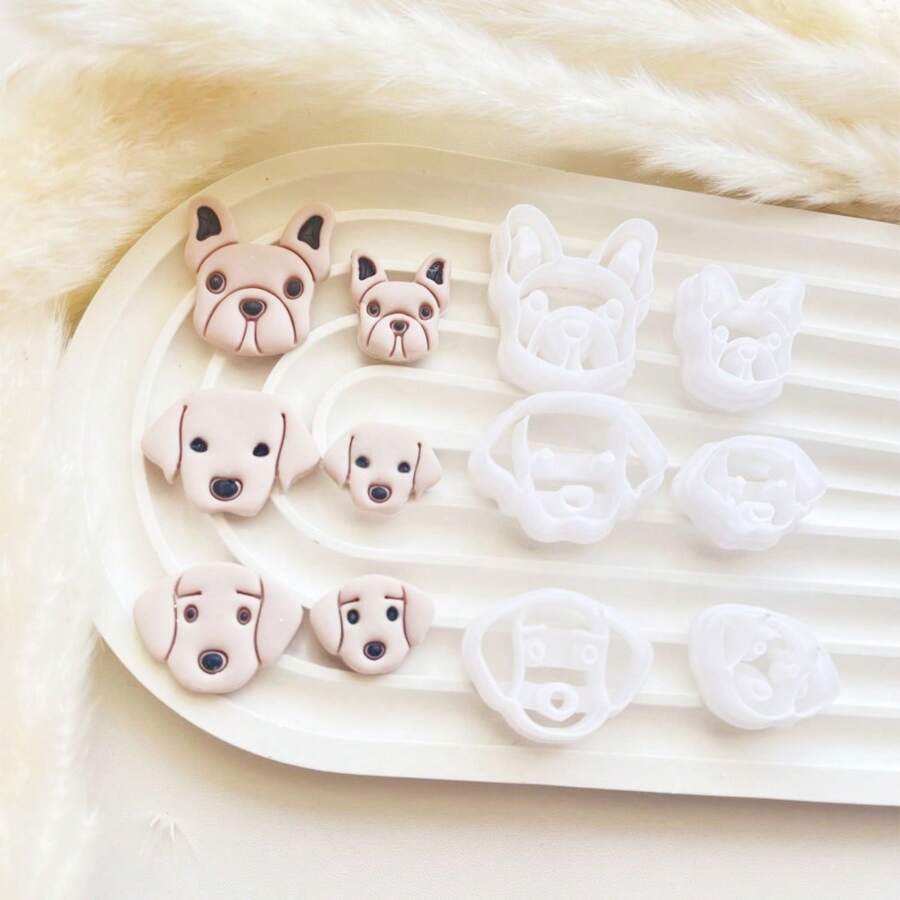 Dog Puppy Cute Animal Combination Mold Polymer Clay Cutter Stereo Dog Diy Earrings Pendant Jewelry Pottery Tools