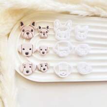 Dog Puppy Cute Animal Combination Mold Polymer Clay Cutter Stereo Dog Diy Earrings Pendant Jewelry Pottery Tools