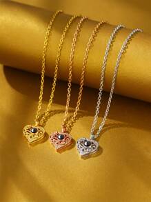 Custom Photo Projection Necklace, "I Love You" Heart Shape Personalized Photo Jewelry Gift For Mother Valentines - Silver - View 4