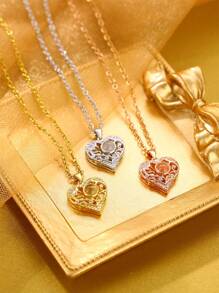 Custom Photo Projection Necklace, "I Love You" Heart Shape Personalized Photo Jewelry Gift For Mother Valentines - Silver - View 5