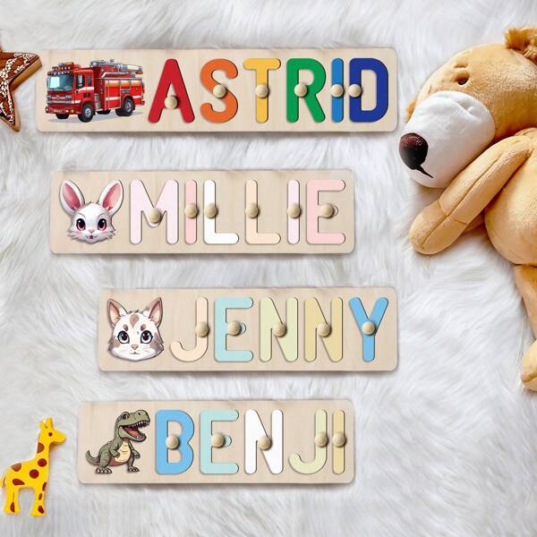 [ Stunning Choice ] Personalized Wooden Name Puzzles,Customized Perfect Cute And Fun Gifts For Birthday, Christmas, Halloween, And Baptism, Unique Letter Puzzle Toys