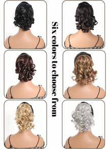Women's Elegant Curly Wave Ponytail Clip-In Hair Extensions, Synthetic Material, Versatile Style, Suitable For Everyone - Daily Use Hair Accessories Christmas Gift - Multicolor - View 3