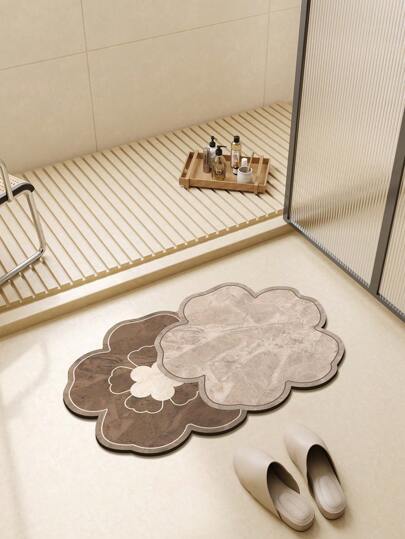 1pc Patterned Bathroom Mat, Entrance Carpet, Silica Gel Absorbent Mat, Non-Slip Washroom Floor Mat