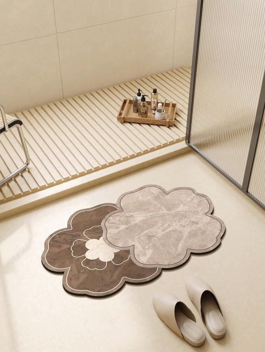 1pc Patterned Bathroom Mat, Entrance Carpet, Silica Gel Absorbent Mat, Non-Slip Washroom Floor Mat - Multicolor - View 1