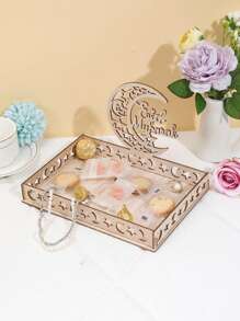 1 pieza Bandeja de madera con forma de luna y estrellas para caramelos/aperitivos, regalo decorativo de mesa creativo