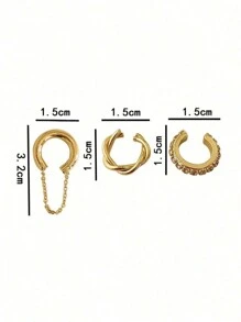3 pièces/set de clips d'oreilles vintage personnalisés pour femmes sans perçage, collection de puces d'oreilles minimalistes de luxe haut de gamme