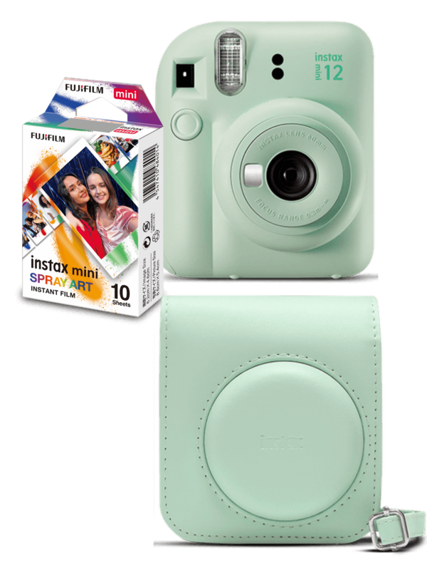Kit com Câmera de Impressão Instantânea FujiFilm Instax Mini 12 + Bolsa Bag + Filme 10 Imagens com borda Mermaid Tail Selfie Fotos Exclusivas