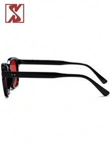 SHEEN KELLY 1 件男士红色框架铆钉时尚眼镜，适合户外旅行、节日礼物、夏季海滩度假、户外、旅行的男士礼物 - 酒紅色 - 查看 6