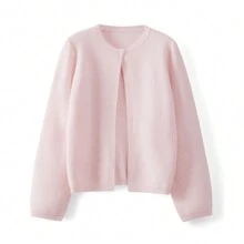 Women's Fall Knit Cardigan Solid Color Long Sleeve One Button Open Front Fitted Sweater - Hồng - Xem 4