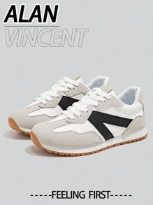 Alan Vincent [Light Freedom Series] White And Black Shoes For Women 2025 New Style Flat Shoes Comfortable And Fashionable Running Shoes Casual Sneakers Women Office Outdoor Shoes Ladies Shoes Cortez Student Girls Shoes Everyday All-Match Cortez Shoes - White - View 6