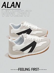 Alan Vincent [Light Freedom Series] White And Black Shoes For Women 2025 New Style Flat Shoes Comfortable And Fashionable Running Shoes Casual Sneakers Women Office Outdoor Shoes Ladies Shoes Cortez Student Girls Shoes Everyday All-Match Cortez Shoes - White - View 2