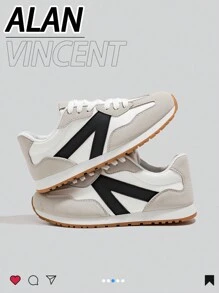 Alan Vincent [Light Freedom Series] White And Black Shoes For Women 2025 New Style Flat Shoes Comfortable And Fashionable Running Shoes Casual Sneakers Women Office Outdoor Shoes Ladies Shoes Cortez Student Girls Shoes Everyday All-Match Cortez Shoes - White - View 3