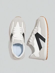 Alan Vincent [Light Freedom Series] White And Black Shoes For Women 2025 New Style Flat Shoes Comfortable And Fashionable Running Shoes Casual Sneakers Women Office Outdoor Shoes Ladies Shoes Cortez Student Girls Shoes Everyday All-Match Cortez Shoes - White - View 9