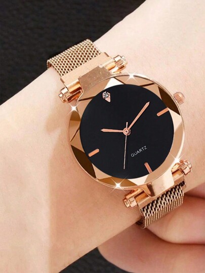 Reloj de mujer de estilo de lujo, sencillo, creativo y elegante con mecanismo de cuarzo. Regalo de cumpleaños, San Valentín, Acción de Gracias o romántico