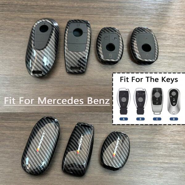 ABS Carbon Fiber Style Car Key Case Cover For Mercedes Benz C E S W206 W223 C200L GLC260L E300L GLB EQE CLA GLE GLK AMG A B Class