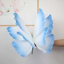 1 pieza Mariposas de seda 3D iridiscentes, acentos decorativos vibrantes: Adornos de boda de malla gigante para sesiones de fotos y celebraciones - Diseños elegantes y realistas para el hogar, fiestas, el Día de San Valentín, regalo