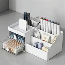 1入組帶有2個抽屜的桌面收納盒,時尚實用的透明抽屜收納盒,非常適合浴室、化妝、辦公室和學生桌檯管理 - 彩色 - 查看 2