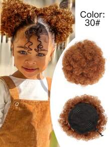 1 Piece Kids Mini Afro Puff Drawstring African Hair Bun Ponytail Fluffy Curls Synthetic Short Hair Extensions 's Updo Hair Bun Chignon For Girls Kids Daily New Year Christmas Wear Use Black Brown Colors