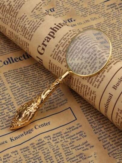 1/2pcs 5X Handheld Magnifier - Elegant Vintage-Inspired Carving, High Clarity Lens For Easy Reading Of Books And Newspapers, Metal Pocket Magnifier E-I-D