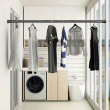 1pc No Drill Multifunctional Spring Extendable Curtain Rod, Detachable Adjustable Clothes Drying Rack, Wardrobe Support Rod, Cabinet Support Rod, Shoe Cabinet, Storage Rack, Home, Bathroom Accessories Bathroom Accessories Bathroom Tools - Multicolor - View 9