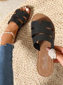 Dép quai hậu mũi tròn EUR cỡ lớn, dép xỏ ngón thường ngày có quai cho mùa xuân hè, giày bệt đi biển ngoài trời chống trượt thoải mái - màu đen - Xem 2