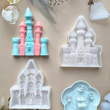 树脂、聚合物粘土、DIY 工艺品、1 件环氧树脂铸造模具，用于巧克力、蛋糕、肥皂制作、硅胶城堡模具 - 白色 - 查看 10