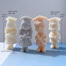 Small Size Graduation Girl Boy Figurine Silicone Candle Mold Female Graduate Statue Silicone Molds Graduation Gift - Pink - View 3