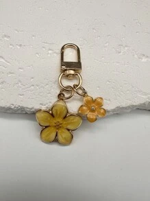 HAILIAN 1pc Alloy Sakura Flower Shaped Lightweight Key Chain Suitable For Bag Charm Car Key Chain Couples And Holiday Gifts Gifts For Women Valentines - Yellow - View 4