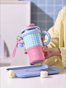 1 pieza Nuevo Vaso de Doble Capa Aislado Térmicamente, Taza con Pajita Altamente Atractiva, Botella de Agua Portátil de Gran Capacidad para Uso Doméstico y Vuelta al Colegio - Multicolor - Ver 3